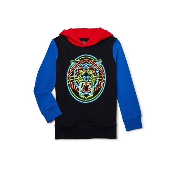 NWT Boy’s Color block Tiger Long Sleeve Pullover W/ hood XS (4/5) - Picture 1 of 4